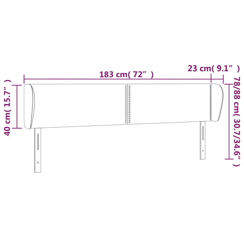 Tête de lit avec oreilles Vert foncé 183x23x78/88 cm Velours