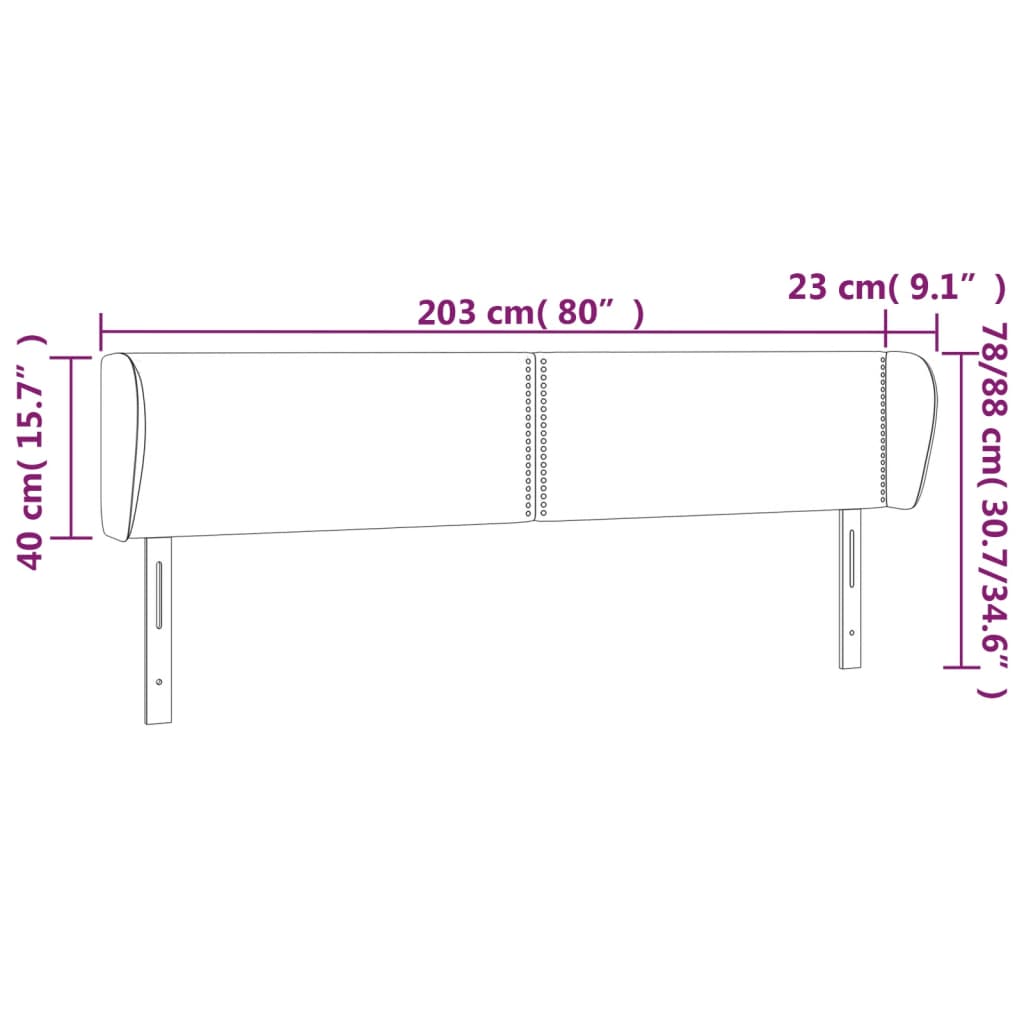 Tête de lit avec oreilles Gris clair 203x23x78/88 cm Velours - XIOS