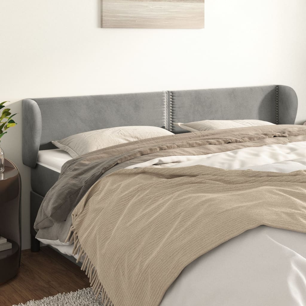 Tête de lit avec oreilles Gris clair 203x23x78/88 cm Velours - XIOS