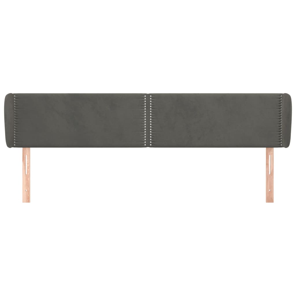 Tête de lit avec oreilles Gris foncé 203x23x78/88 cm Velours - XIOS