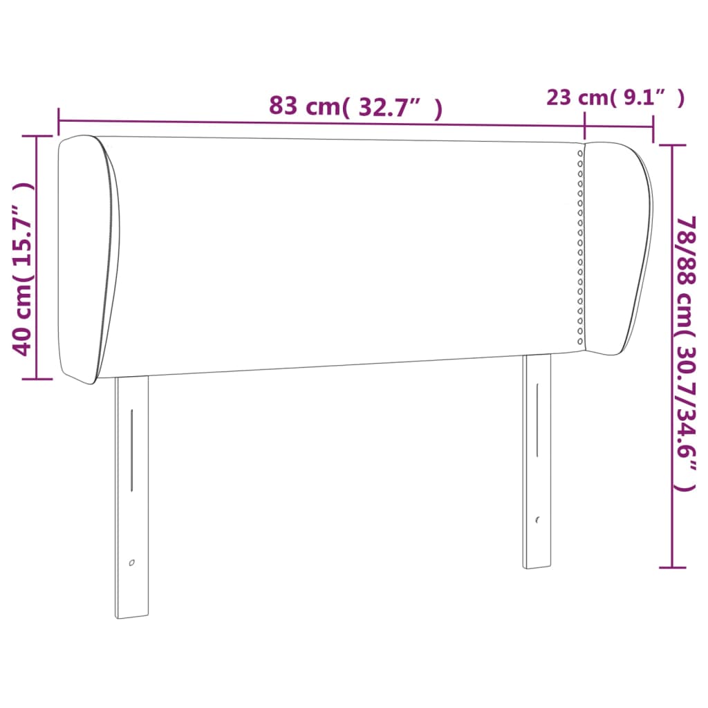 Tête de lit avec oreilles Gris 83x23x78/88 cm Similicuir Têtes et pieds de lit vidaXL