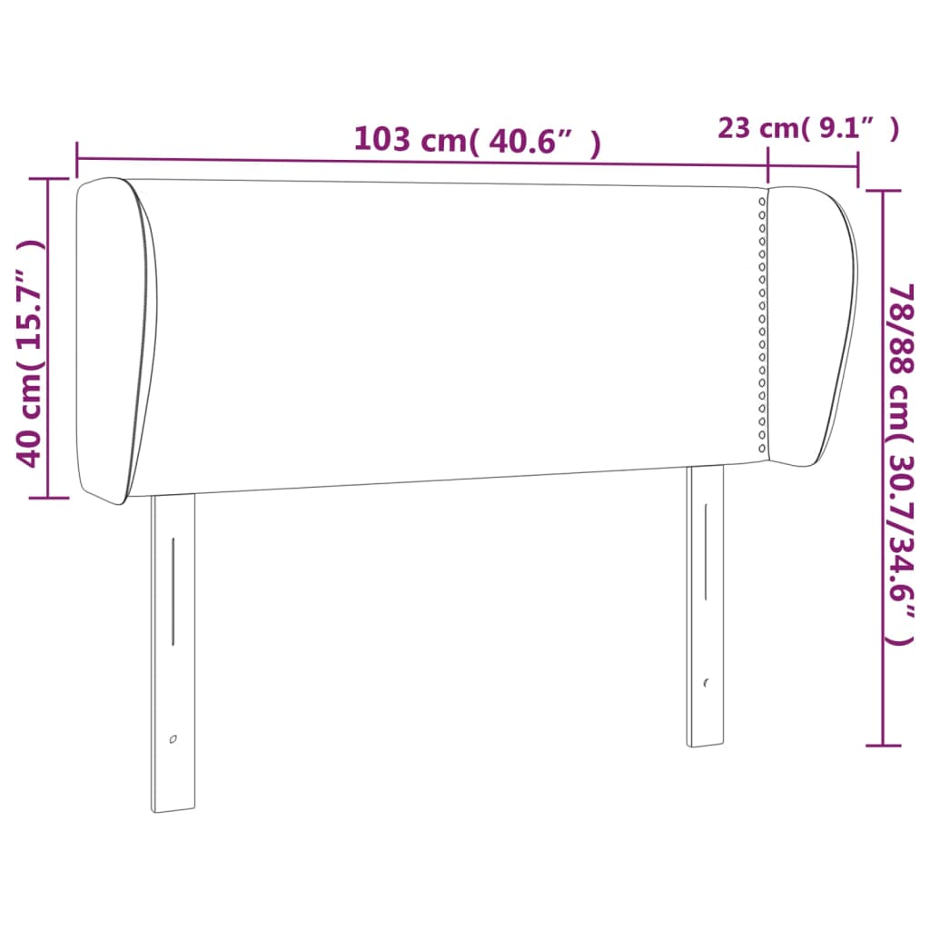 Tête de lit avec oreilles Gris 103x23x78/88 cm Similicuir Têtes et pieds de lit vidaXL