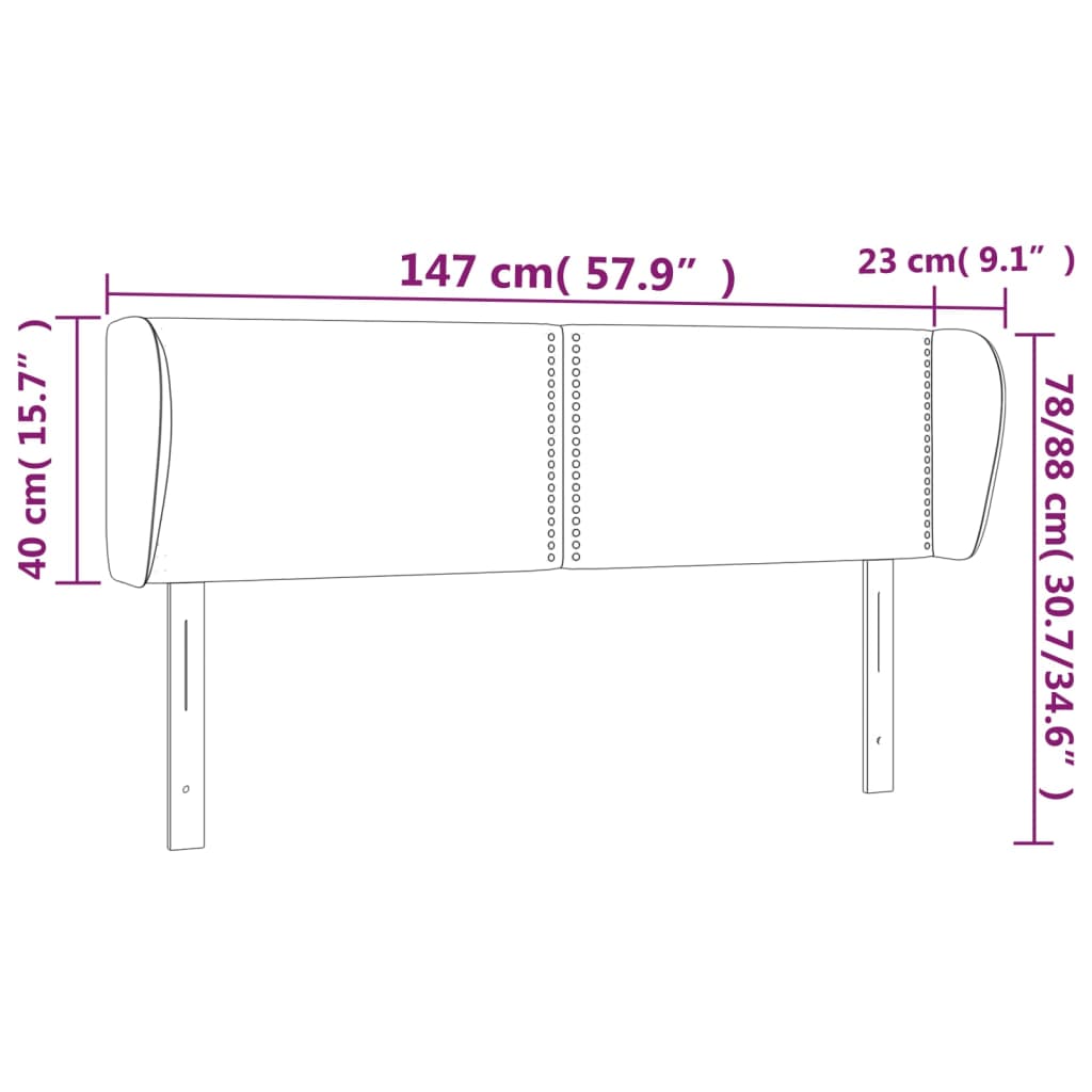 Tête de lit avec oreilles Gris 147x23x78/88 cm Similicuir Têtes et pieds de lit vidaXL