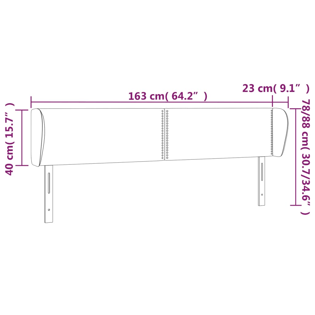 Tête de lit avec oreilles Gris 163x23x78/88 cm Similicuir Têtes et pieds de lit vidaXL