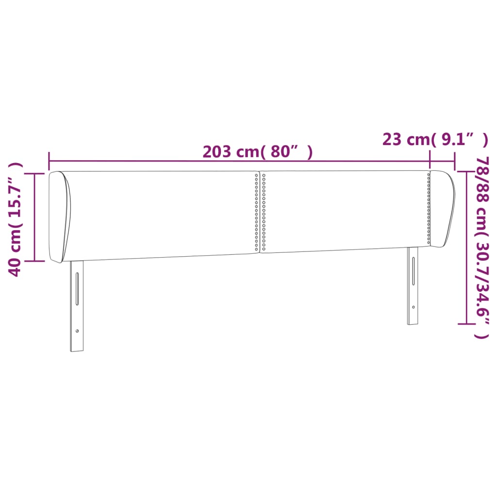 Tête de lit avec oreilles Gris 203x23x78/88 cm Similicuir Têtes et pieds de lit vidaXL