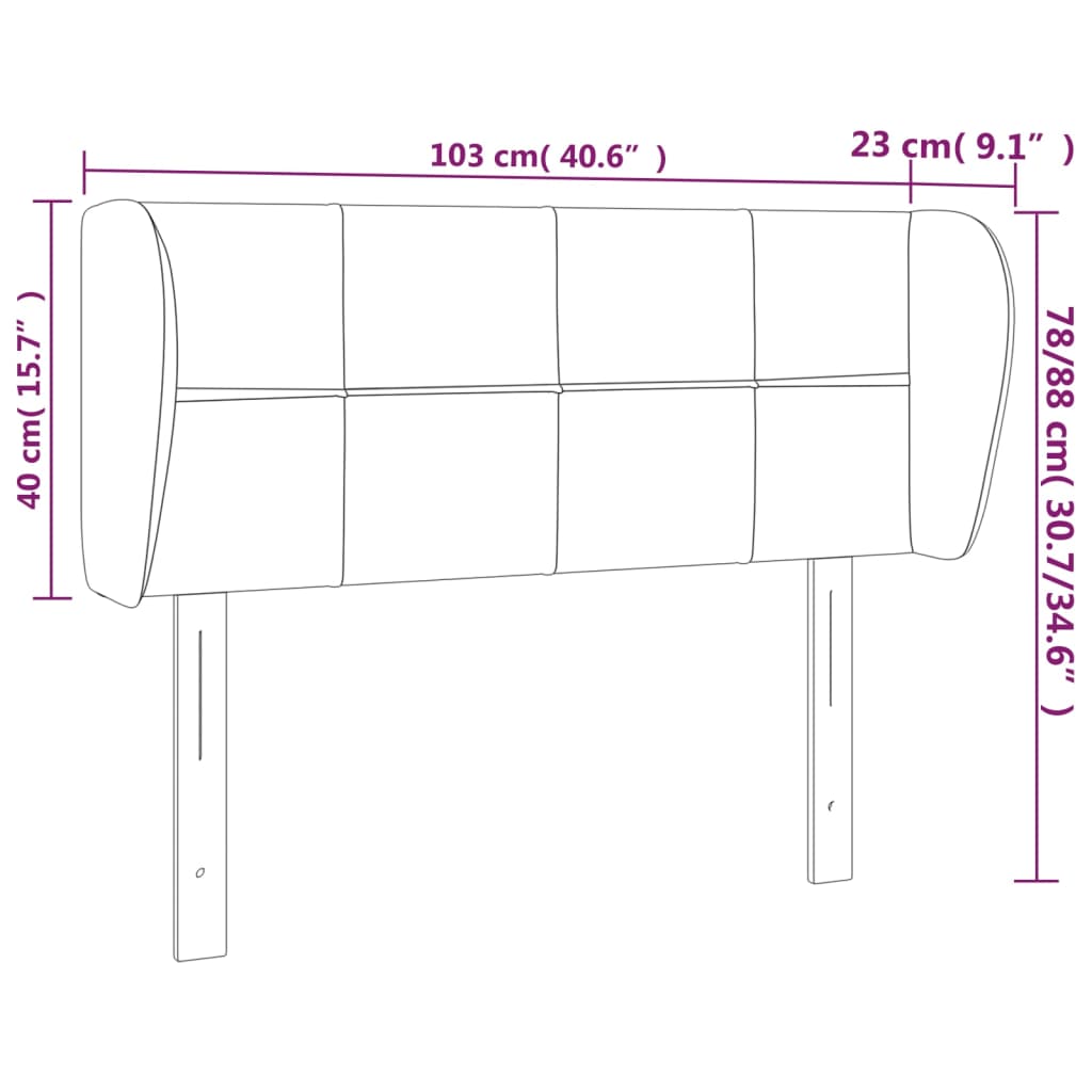 Tête de lit avec oreilles Noir 103x23x78/88 cm Tissu - XIOS