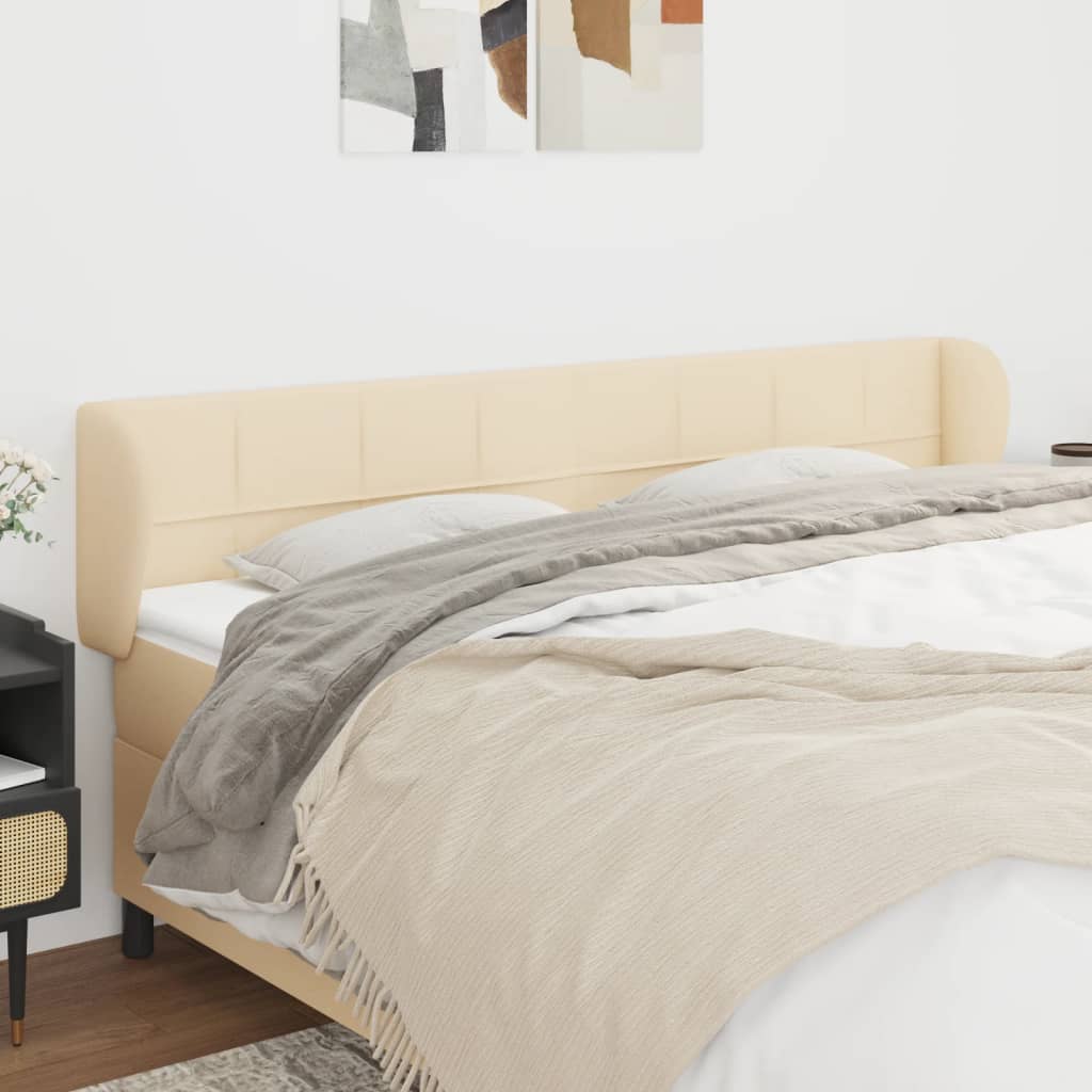 Tête de lit avec oreilles Crème 163x23x78/88 cm Tissu Têtes et pieds de lit vidaXL