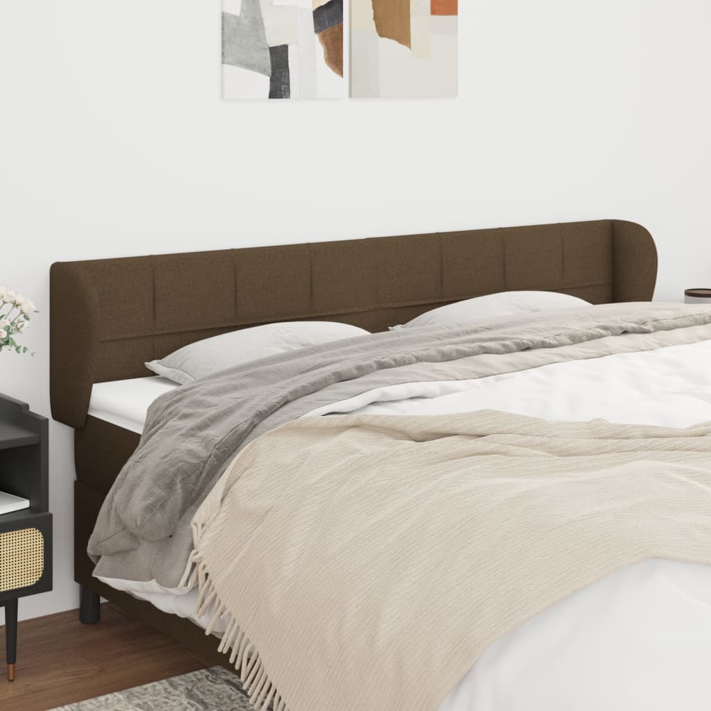 Tête de lit avec oreilles Marron foncé 183x23x78/88 cm Tissu Têtes et pieds de lit vidaXL