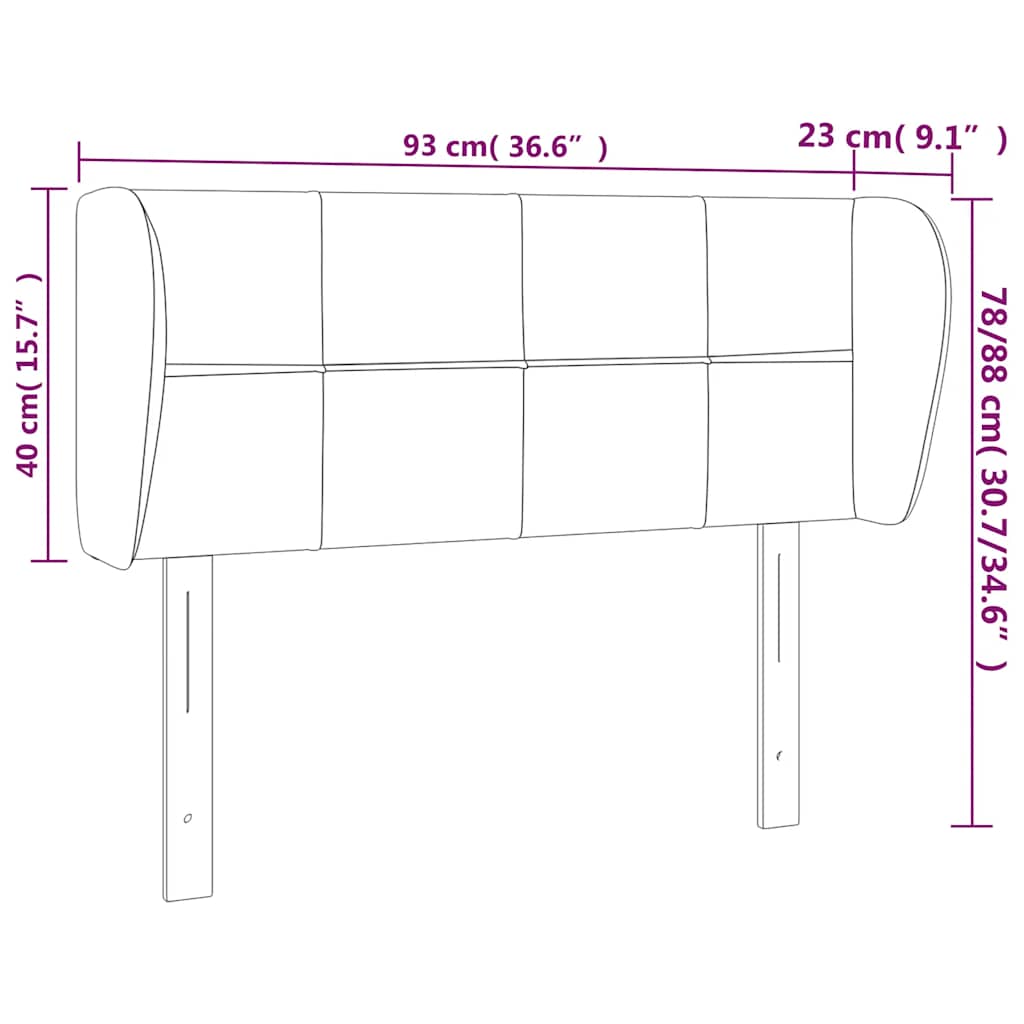 Tête de lit avec oreilles Bleu foncé 93x23x78/88 cm Velours - XIOS