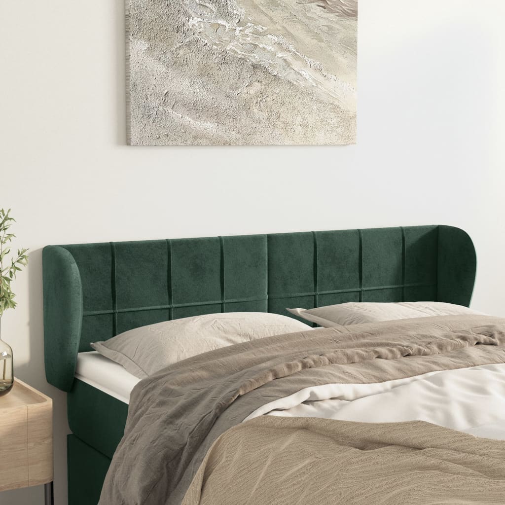 Tête de lit avec oreilles Vert foncé 147x23x78/88 cm Velours - XIOS