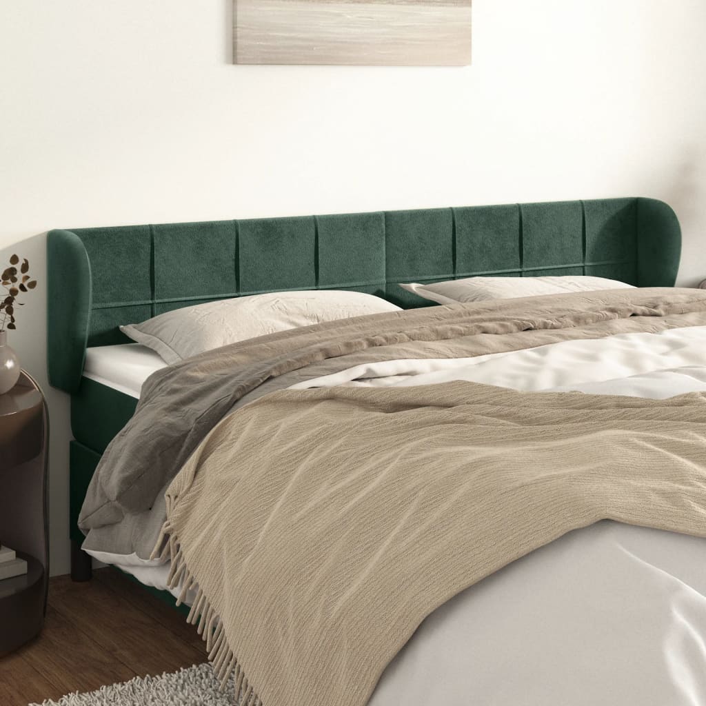 Tête de lit avec oreilles Vert foncé 183x23x78/88 cm Velours Têtes et pieds de lit vidaXL