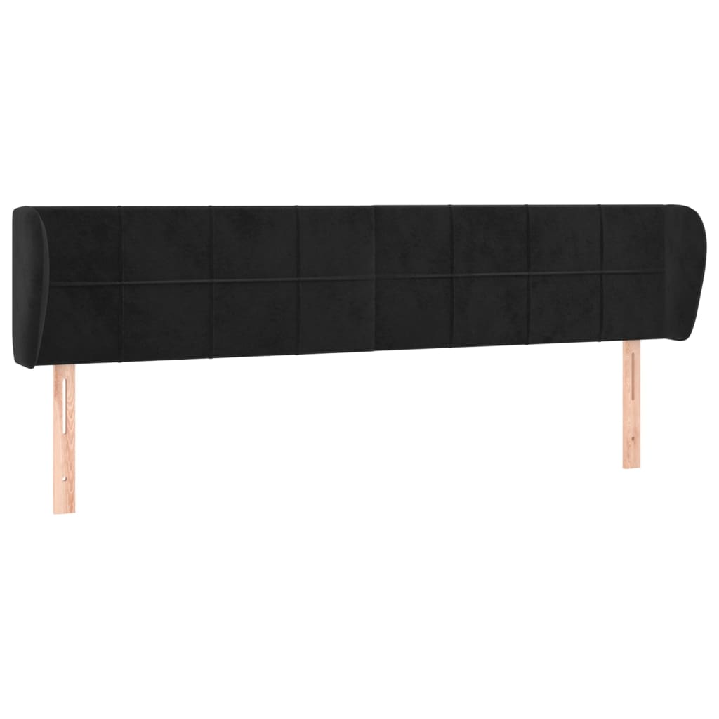 Tête de lit avec oreilles Noir 203x23x78/88 cm Velours - XIOS