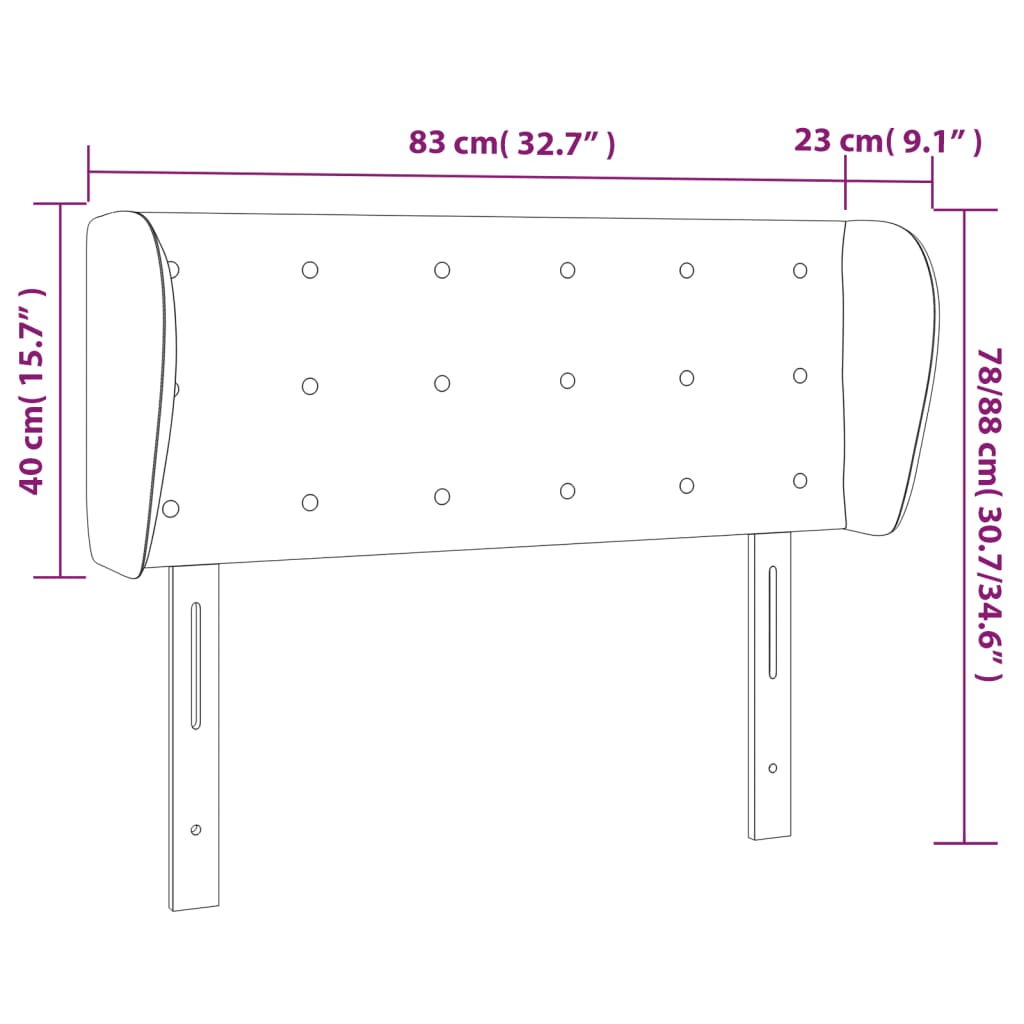 Tête de lit avec oreilles Gris 83x23x78/88 cm Similicuir Têtes et pieds de lit vidaXL