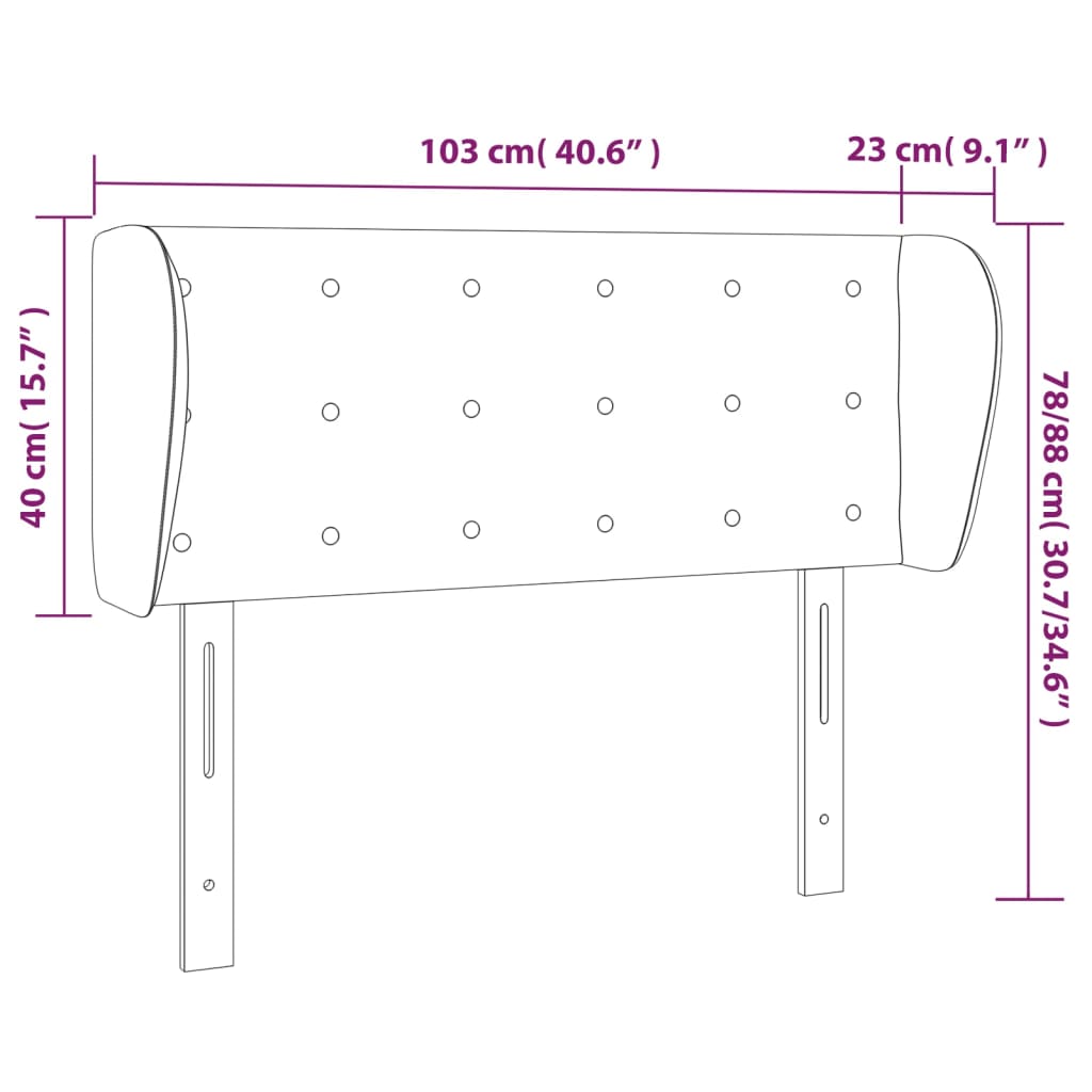 Tête de lit avec oreilles Gris 103x23x78/88 cm Similicuir Têtes et pieds de lit vidaXL