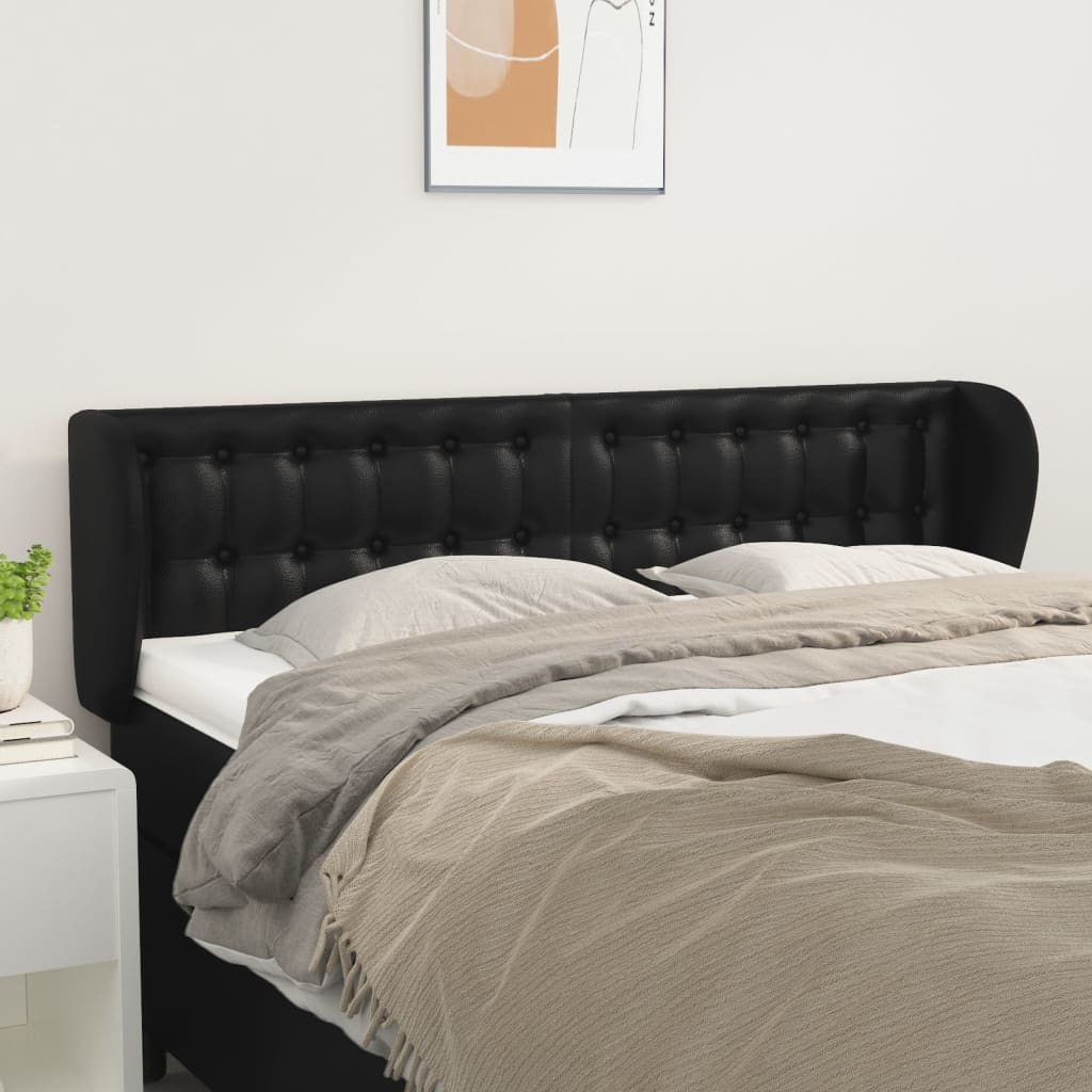 Tête de lit avec oreilles Noir 147x23x78/88 cm Similicuir - XIOS