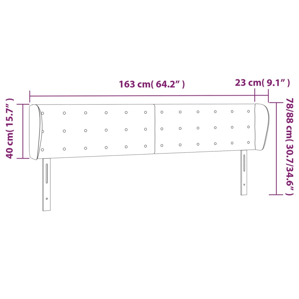 Tête de lit avec oreilles Gris 163x23x78/88 cm Similicuir Têtes et pieds de lit vidaXL