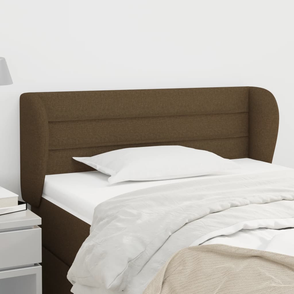 Tête de lit avec oreilles Marron foncé 103x23x78/88 cm Tissu Têtes et pieds de lit vidaXL