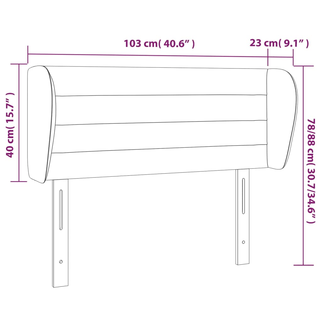 Tête de lit avec oreilles Taupe 103x23x78/88 cm Tissu - XIOS