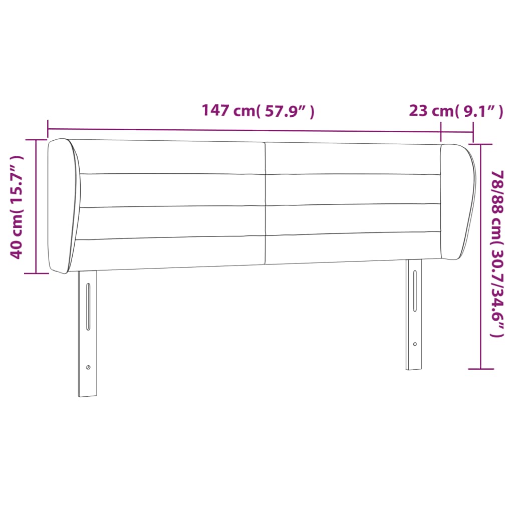 Tête de lit avec oreilles Gris clair 147x23x78/88 cm Tissu - XIOS