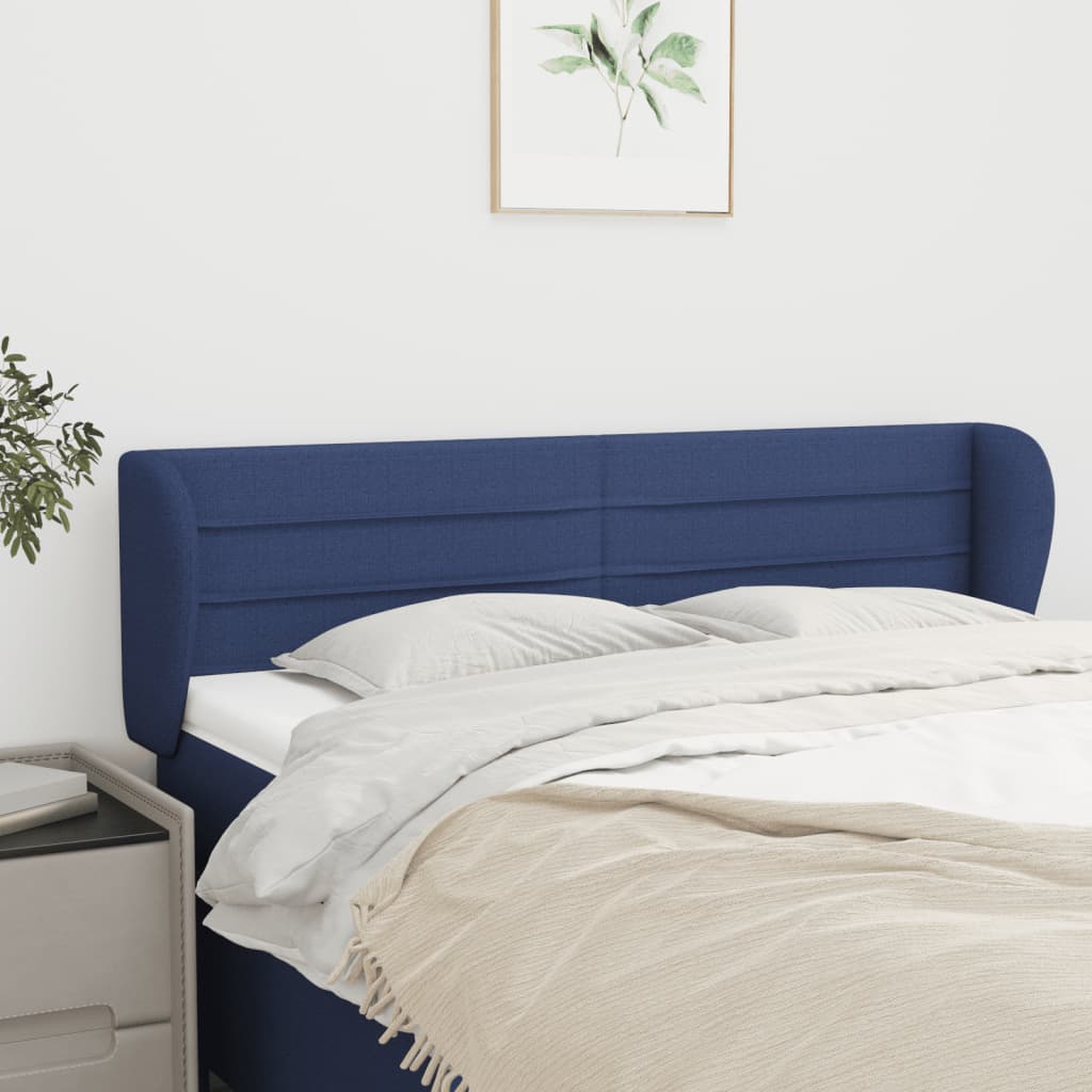 Tête de lit avec oreilles Bleu 147x23x78/88 cm Tissu - XIOS