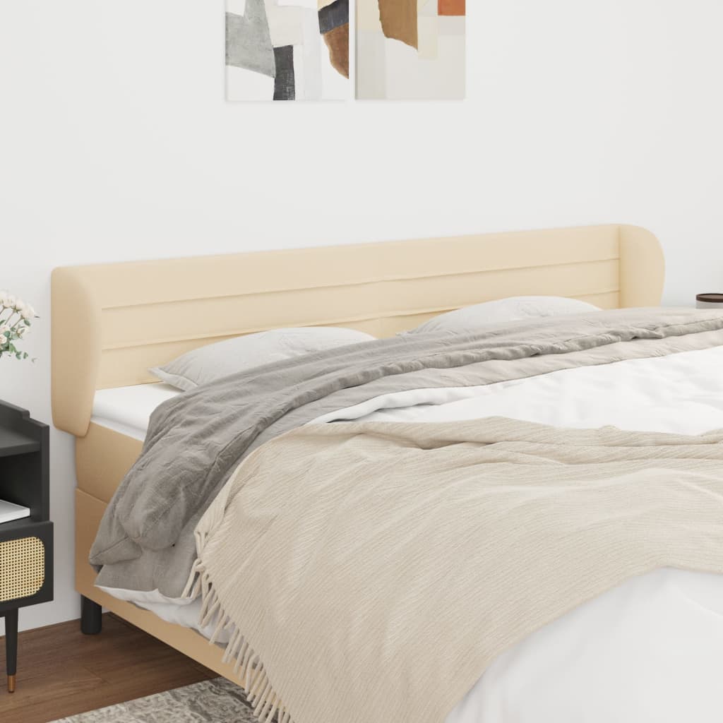 Tête de lit avec oreilles Crème 203x23x78/88 cm Tissu - XIOS