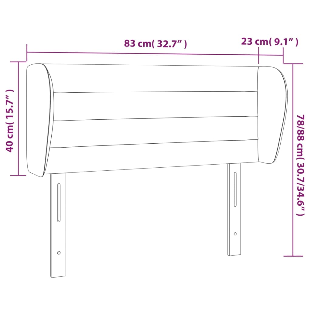 Tête de lit avec oreilles Gris clair 83x23x78/88 cm Velours - XIOS