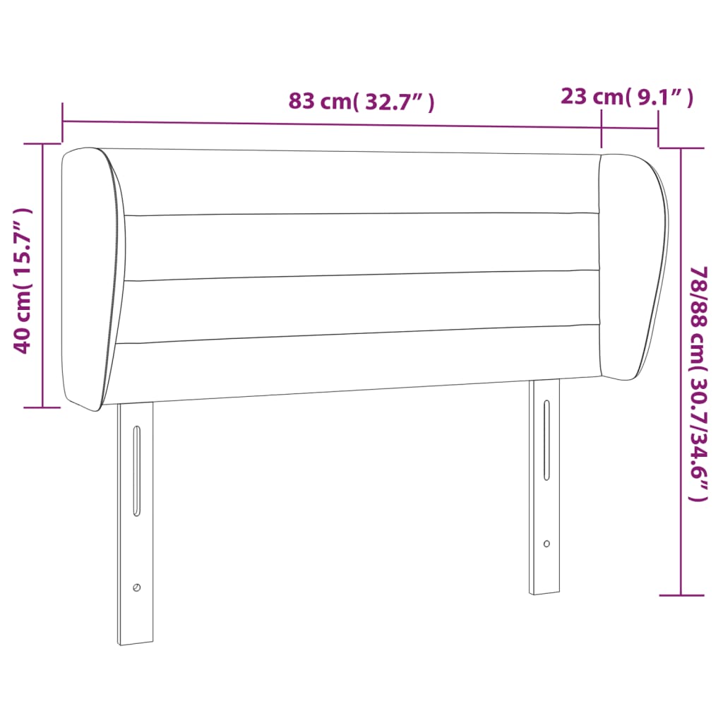 Tête de lit avec oreilles Gris foncé 83x23x78/88 cm Velours - XIOS