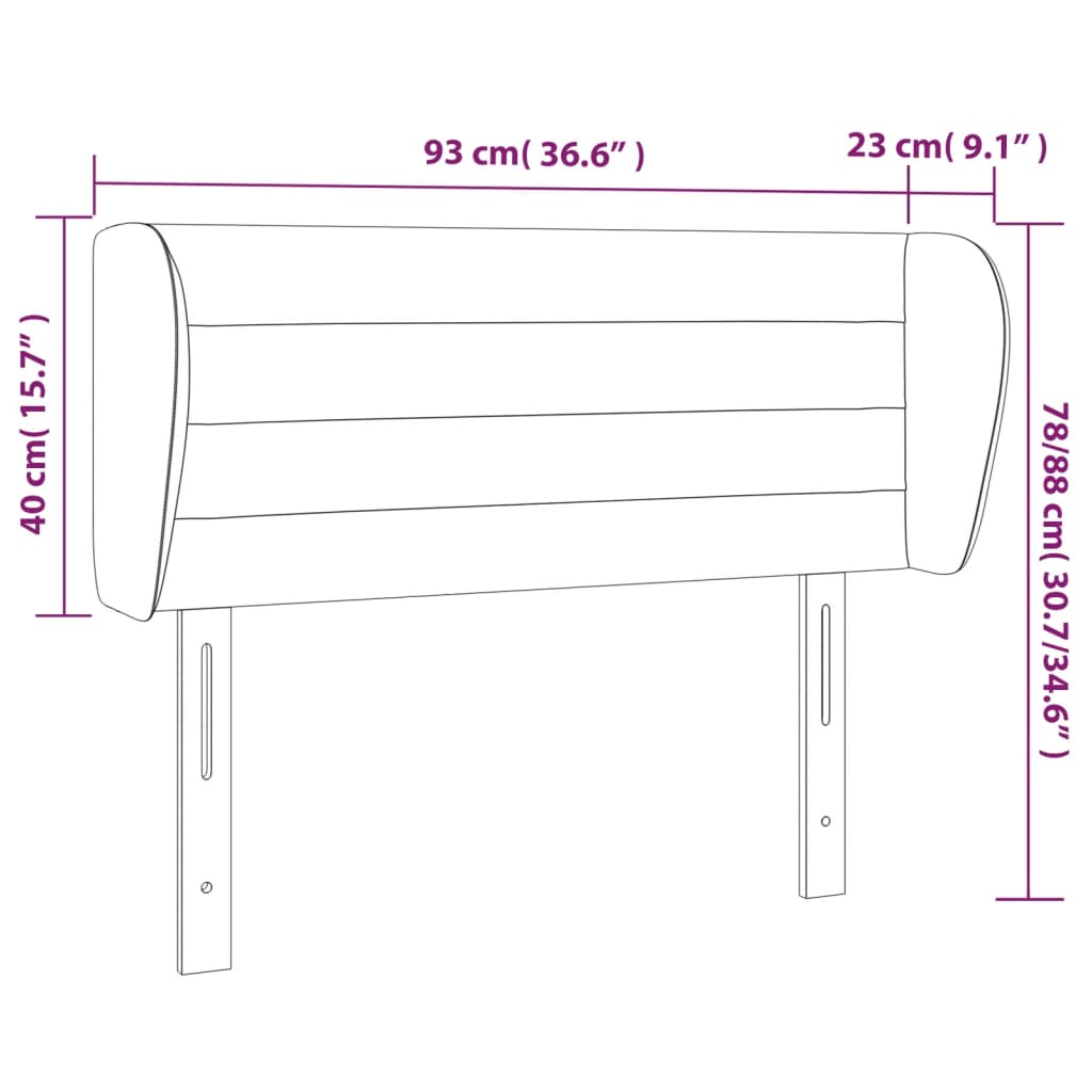 Tête de lit avec oreilles Gris foncé 93x23x78/88 cm Velours - XIOS