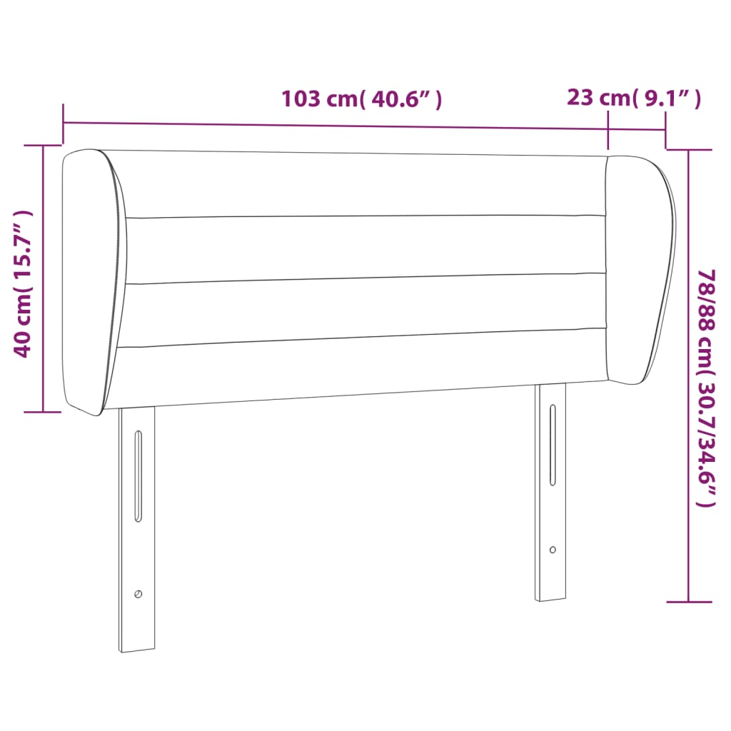 Tête de lit avec oreilles Gris clair 103x23x78/88 cm Velours - XIOS