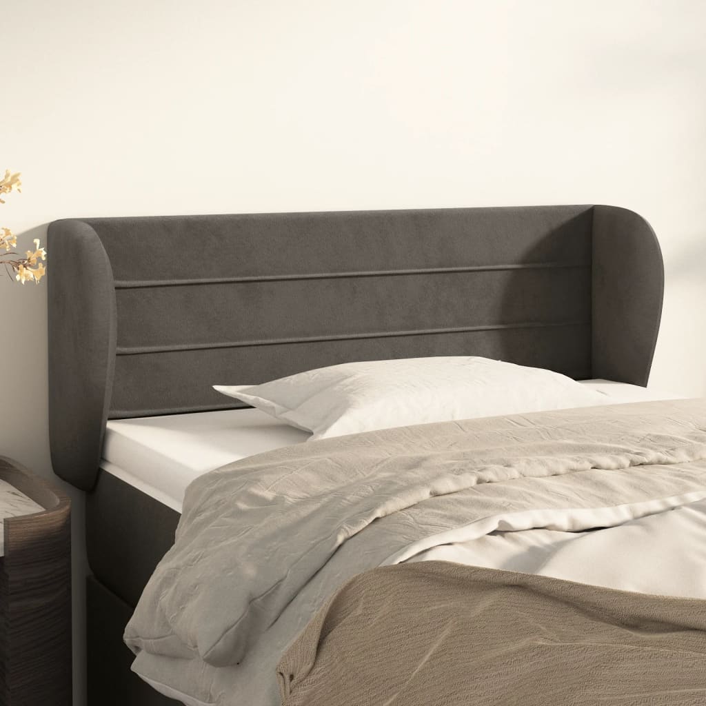 Tête de lit avec oreilles Gris foncé 103x23x78/88 cm Velours - XIOS