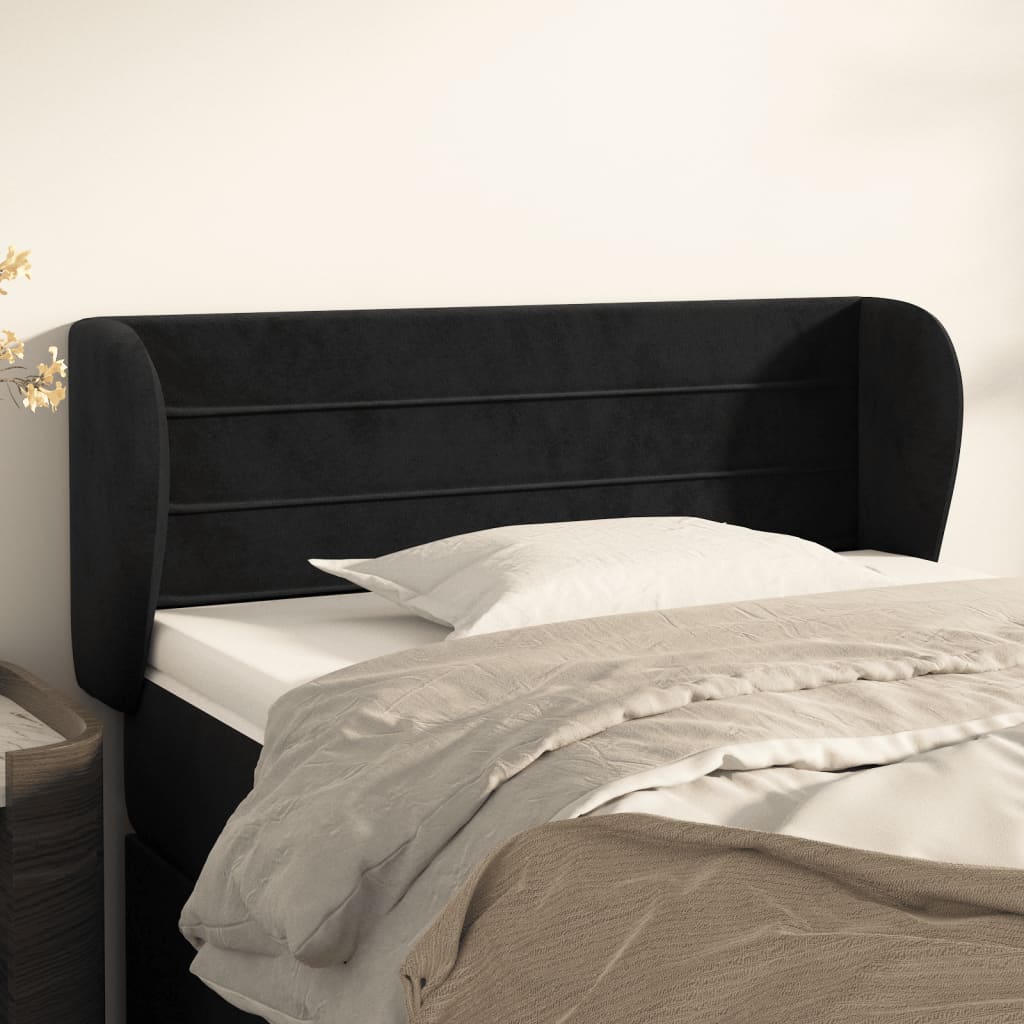 Tête de lit avec oreilles Noir 103x23x78/88 cm Velours - XIOS