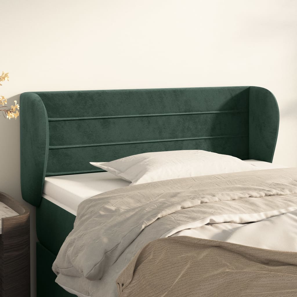 Tête de lit avec oreilles Vert foncé 103x23x78/88 cm Velours Têtes et pieds de lit vidaXL
