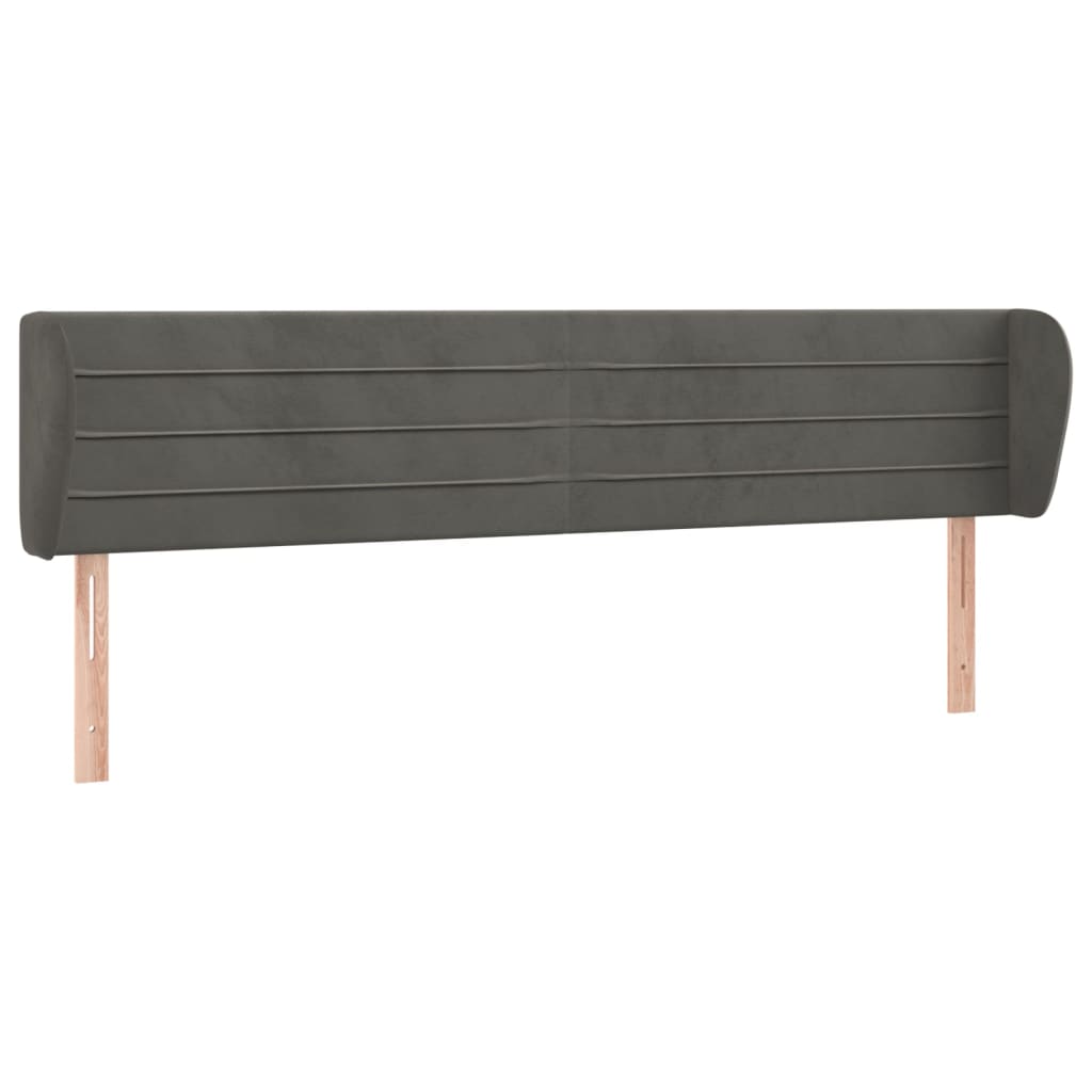 Tête de lit avec oreilles Gris foncé 163x23x78/88 cm Velours - XIOS