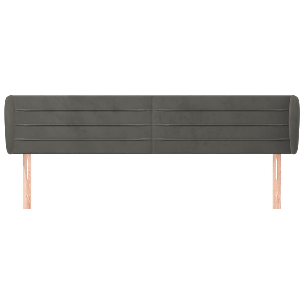 Tête de lit avec oreilles Gris foncé 163x23x78/88 cm Velours - XIOS