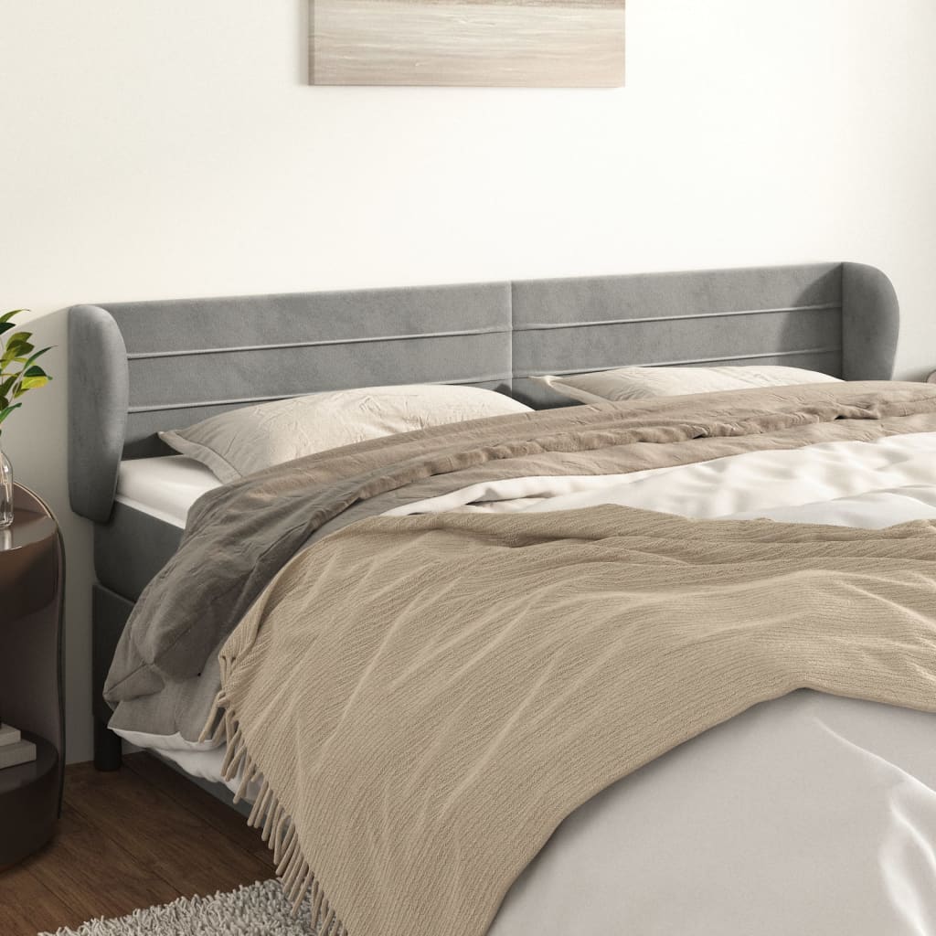 Tête de lit avec oreilles Gris clair 203x23x78/88 cm Velours - XIOS