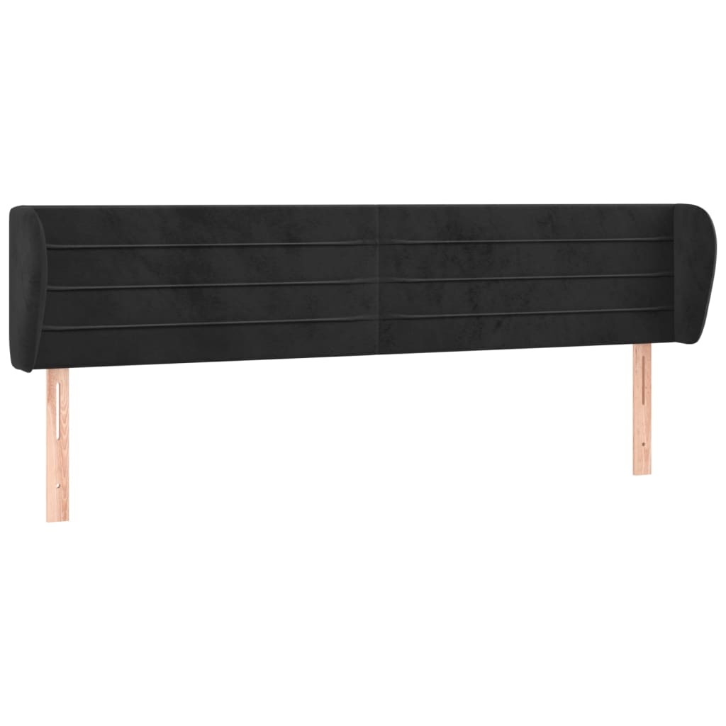 Tête de lit avec oreilles Noir 203x23x78/88 cm Velours - XIOS