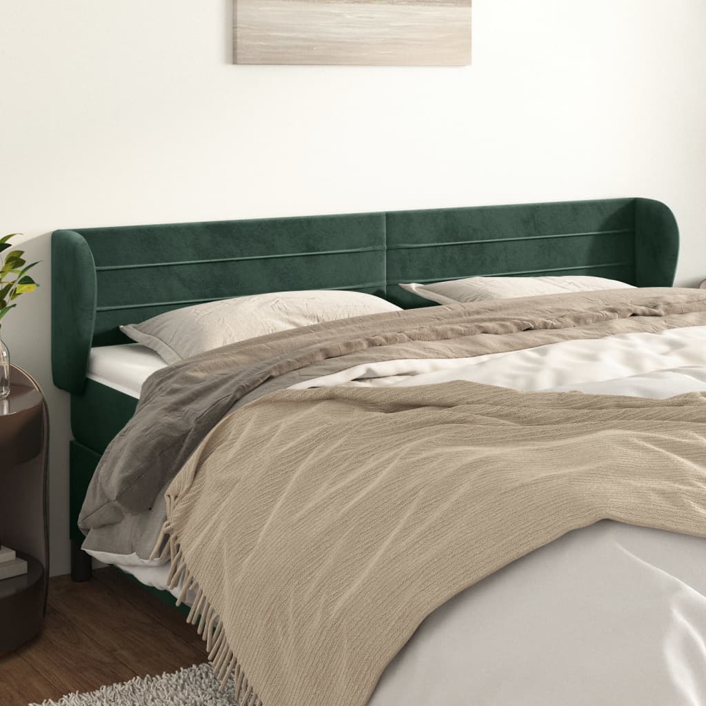 Tête de lit avec oreilles Vert foncé 203x23x78/88 cm Velours - XIOS