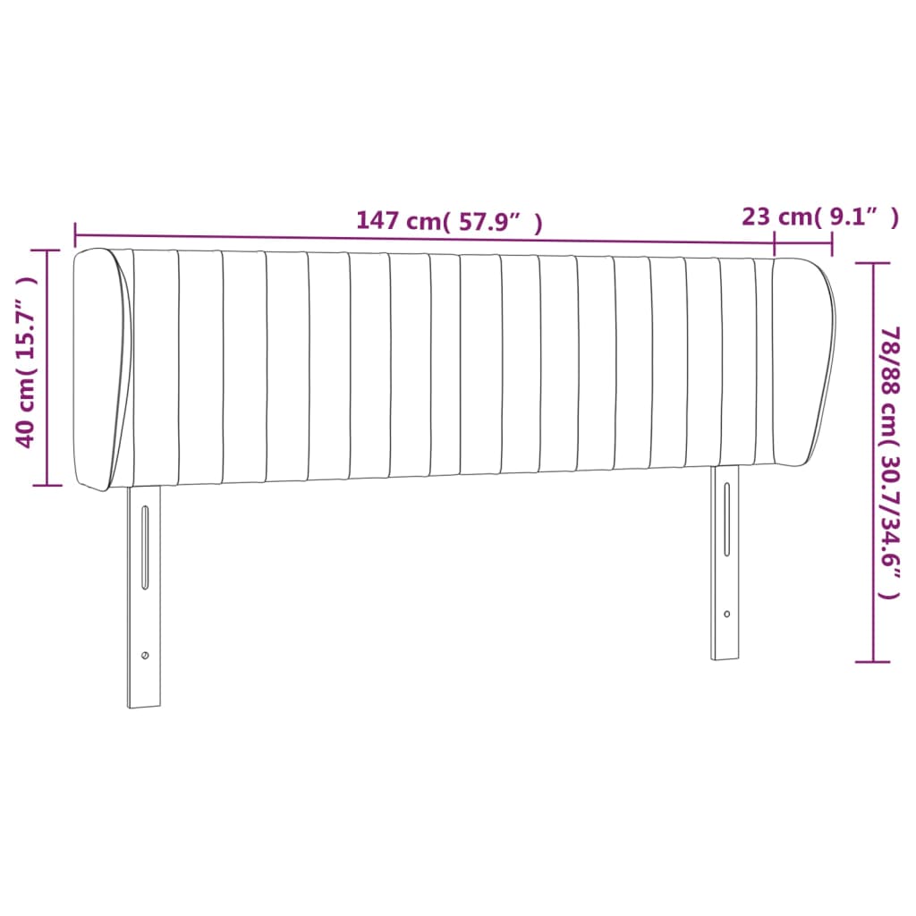 Tête de lit avec oreilles Gris clair 147x23x78/88 cm Tissu - XIOS