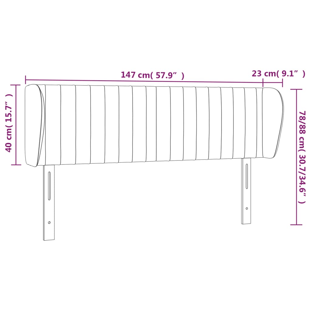 Tête de lit avec oreilles Taupe 147x23x78/88 cm Tissu - XIOS