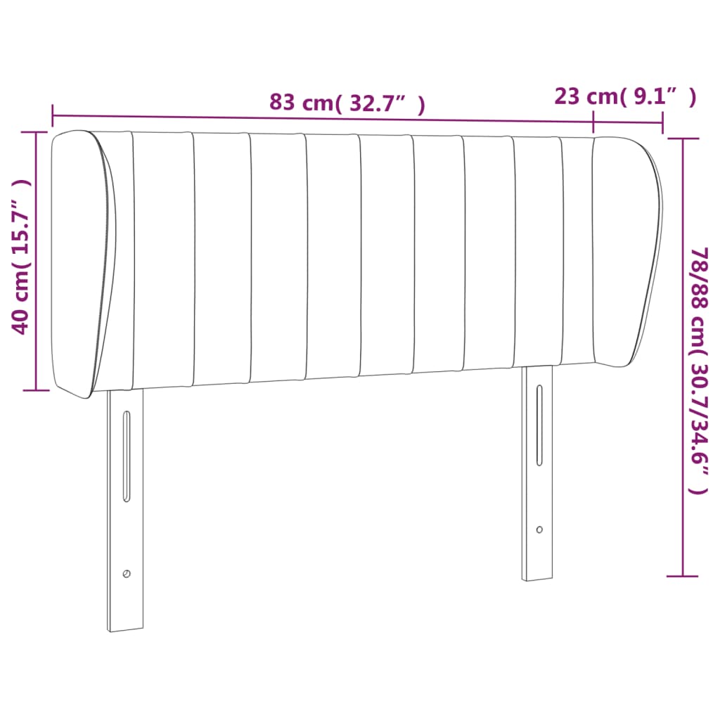Tête de lit avec oreilles Gris foncé 83x23x78/88 cm Velours - XIOS