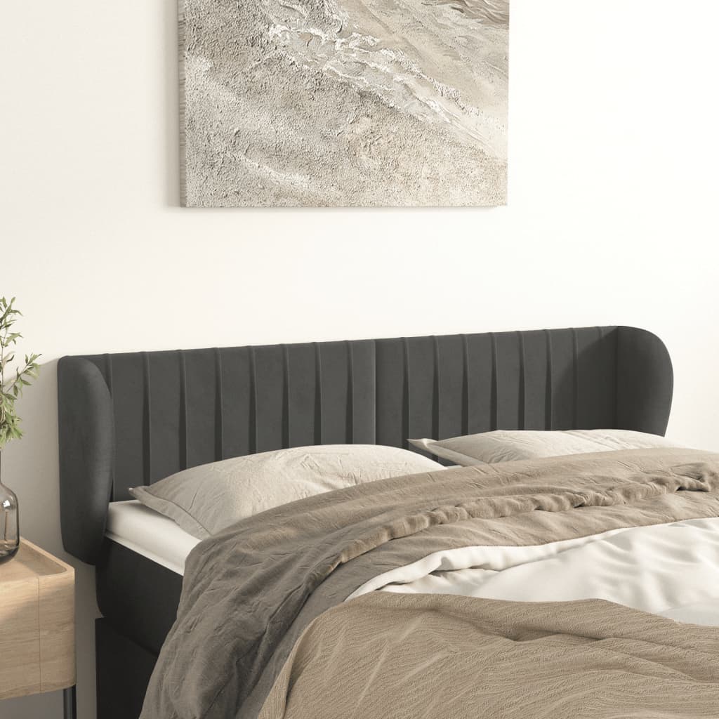 Tête de lit avec oreilles Gris foncé 147x23x78/88 cm Velours - XIOS