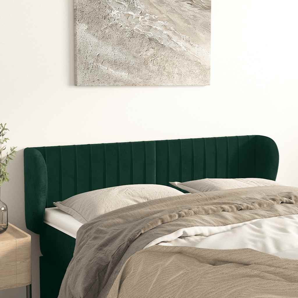 Tête de lit avec oreilles Vert foncé 147x23x78/88 cm Velours - XIOS