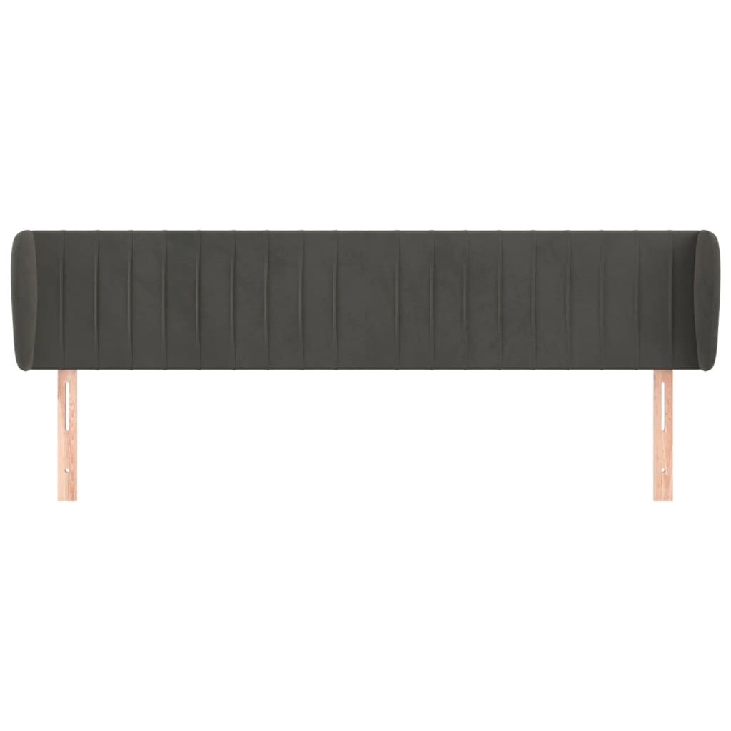 Tête de lit avec oreilles Gris foncé 163x23x78/88 cm Velours - XIOS