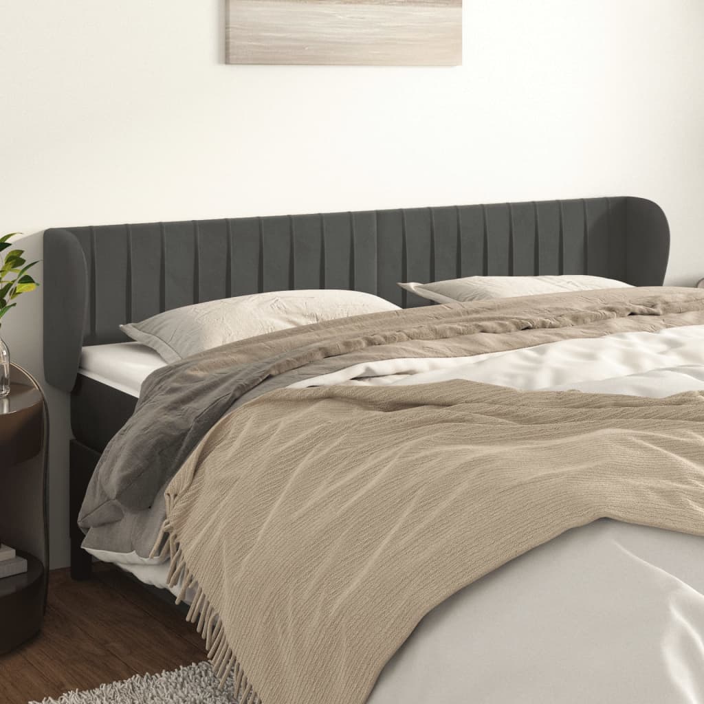 Tête de lit avec oreilles Gris foncé 163x23x78/88 cm Velours - XIOS