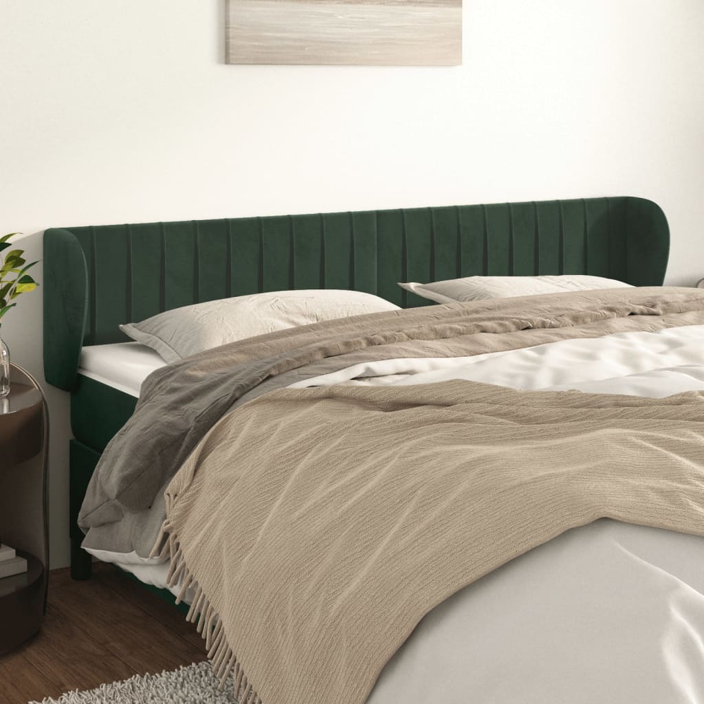 Tête de lit avec oreilles Vert foncé 163x23x78/88 cm Velours - XIOS