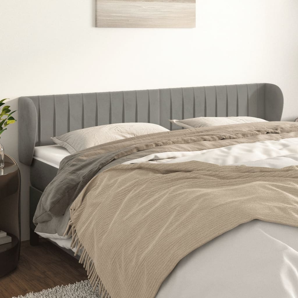 Tête de lit avec oreilles Gris clair 183x23x78/88 cm Velours - XIOS