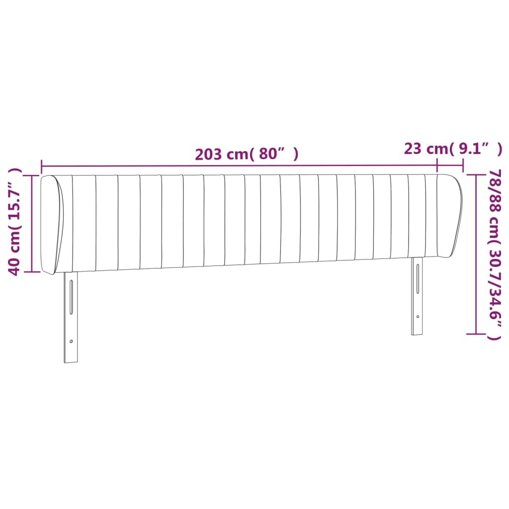 Tête de lit avec oreilles Gris clair 203x23x78/88 cm Velours - XIOS
