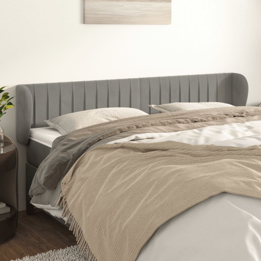 Tête de lit avec oreilles Gris clair 203x23x78/88 cm Velours - XIOS