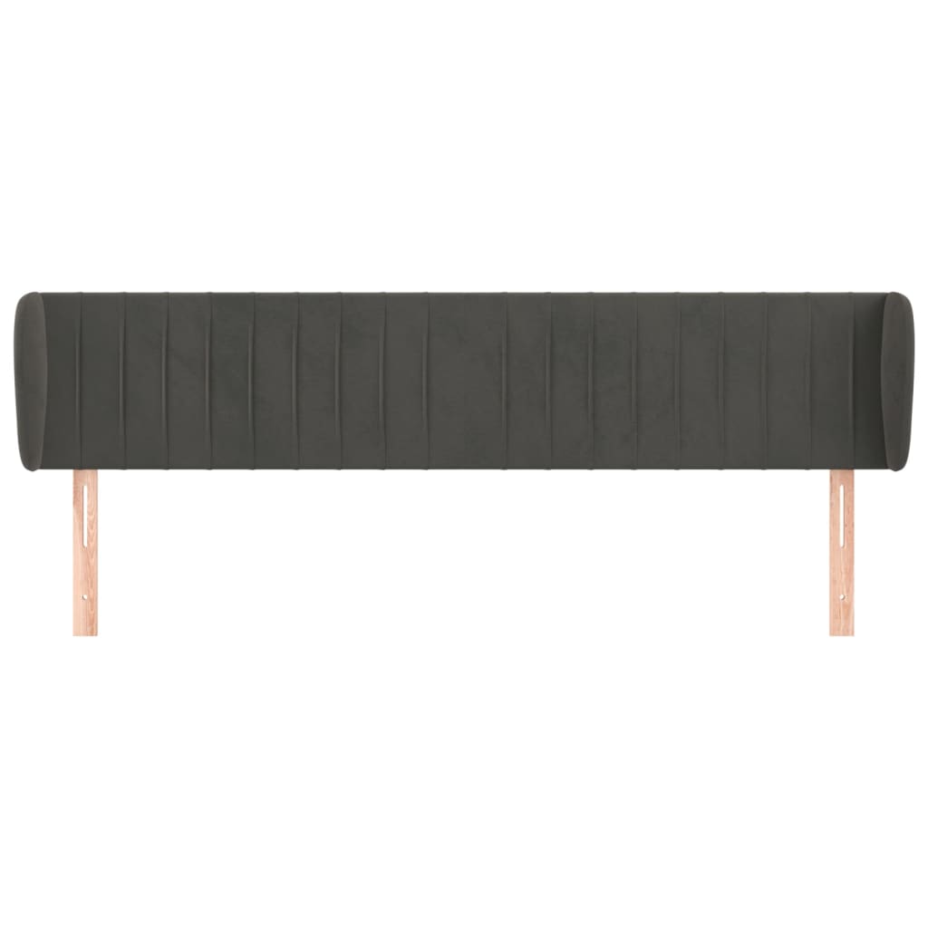 Tête de lit avec oreilles Gris foncé 203x23x78/88 cm Velours - XIOS