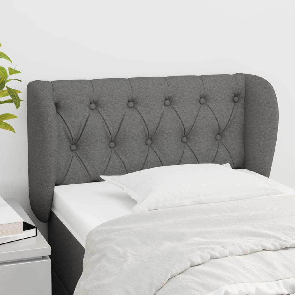 Tête de lit avec oreilles Gris foncé 83x23x78/88 cm Tissu - XIOS